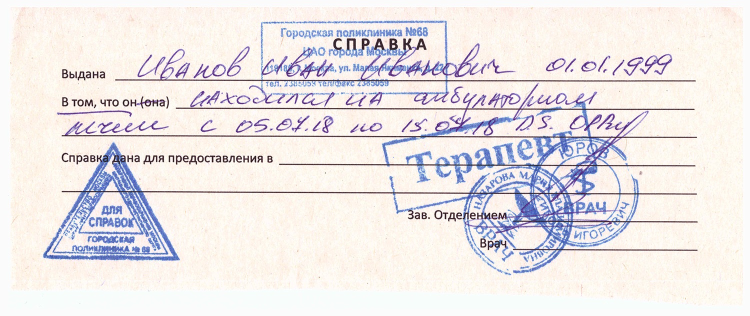Фото справки